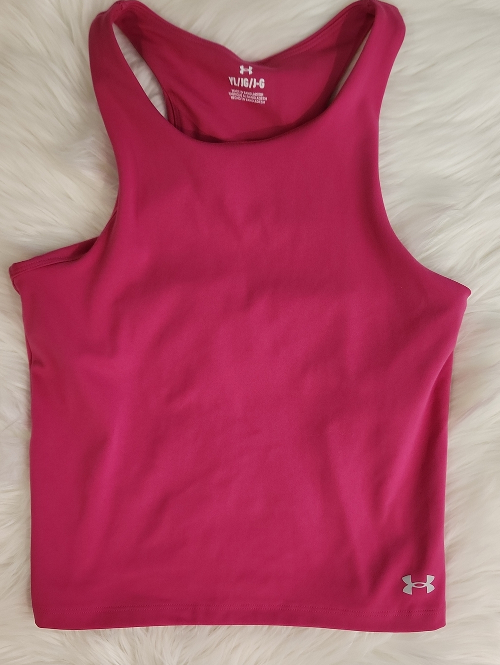 Under Armour Racerback Performance Tank - Size Youth Large - Color: Fuscia Pink